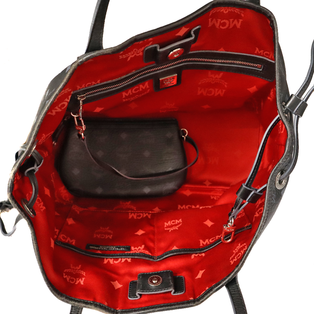 質屋かんてい局オンラインショップ / エムシーエム Mcm ロゴグラム トートバッグ ラブレスコラボ ブラック 【中古】