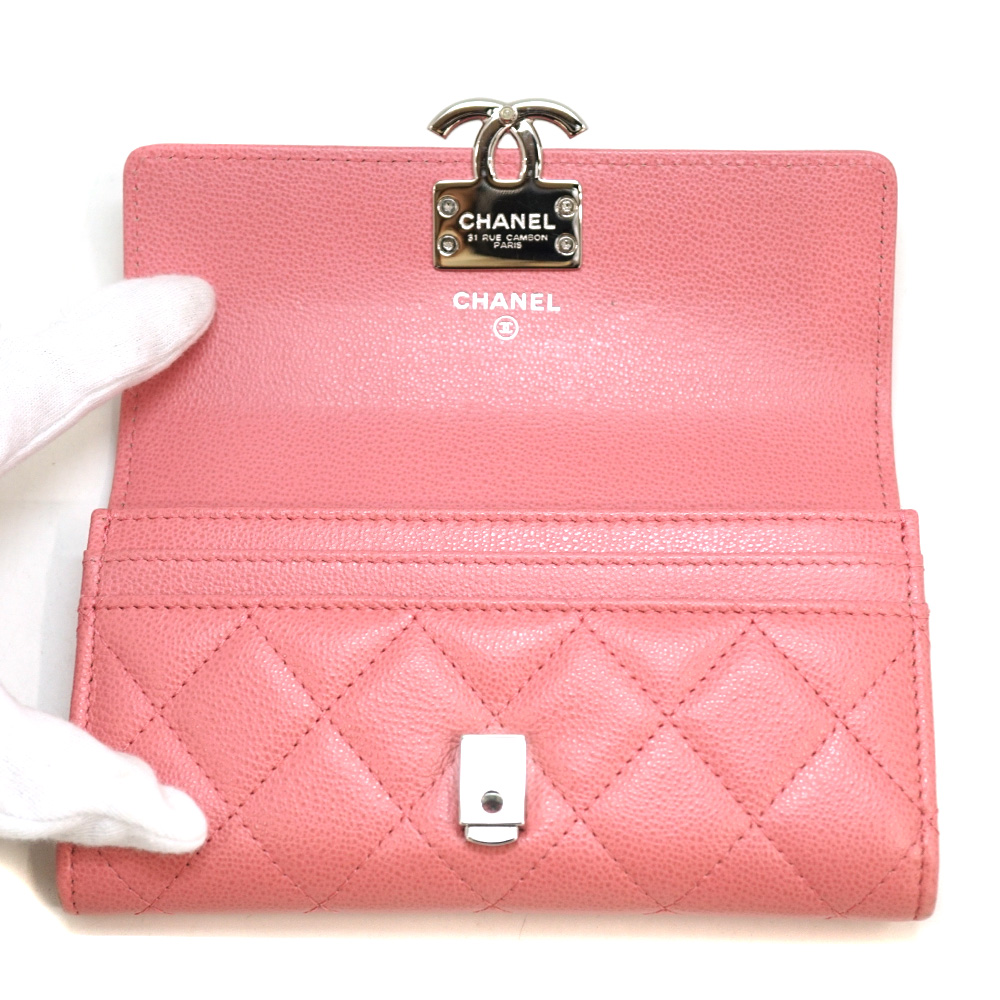 シャネル　長財布　ハーフココ　マトラッセ　ピンク　シルバー金具　CHANEL CHANEL シャネル ハーフココ ダブルココ マトラッセ ロング
