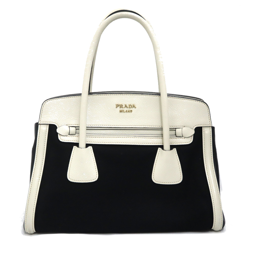 プラダ Prada BN2595 2WAYショルダーバッグ ホワイト×ブラック【中古】