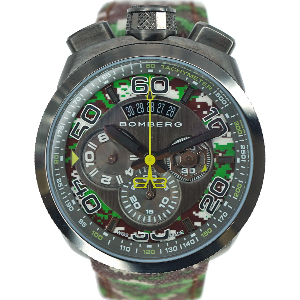 BOMBERG【ボンバーグ】BS45CHPGM ボルト68 クォーツ 腕時計 電池式 カモフラージュ柄 クロノグラフ ガンメタ ステンレススチール メンズ ウォッチ【中古】USED-8 質屋 かんてい局北名古屋店 n21-8025