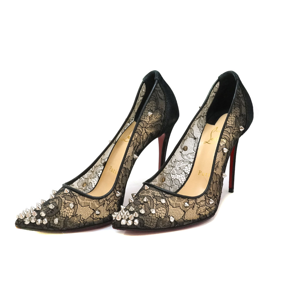 ルブタン スパイクスタッズパンプス ブラック 37.5 37 1/2