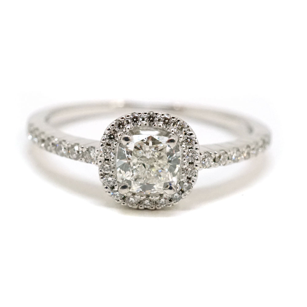K18WG【18金ホワイトゴールド】ダイヤモンド0.50ct　0.17ct  リング 指輪  約13.5号 ジュエリー レディース アクセサリー 宝石 新品仕上げ済み【中古】USED-9　質屋かんてい局北名古屋店 n22-1330