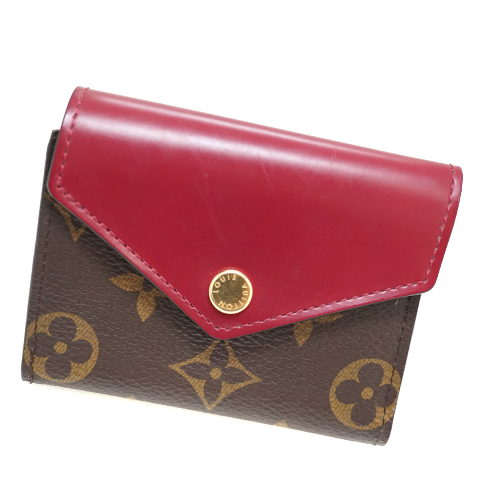 LOUIS VUITTON【ルイヴィトン】M62932　 ポルトフォイユ・ゾエ　サイフ 　モノグラムキャンバス　ブラウン　フューシャ　コンパクト　 ウォレット　財布　レディース　ユニセックス【中古】USED-6 質屋かんてい局北名古屋店 n21-1603