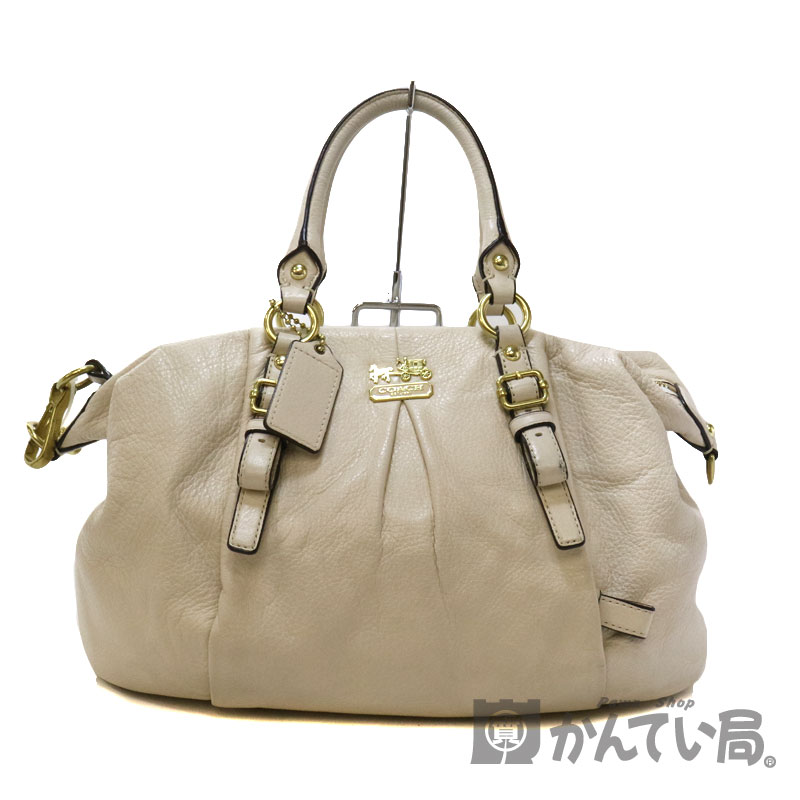 (新品未使用品)大人気、コーチ、2wayバッグ、オールレザー、シボ革、リボン、白 COACH - コーチ／COACH バッグ ハンドバッグ 鞄 トートバッグ