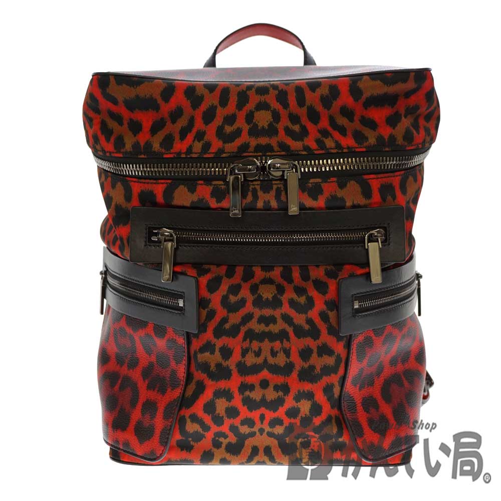 質屋かんてい局オンラインショップ Christianlouboutin クリスチャンルブタン バックパック リュックサック アポルビ レオパード柄 ヒョウ柄 レザー ナイロン レッド ブラック メンズ 中古 Used 8 質屋 かんてい局北名古屋店 N 1319