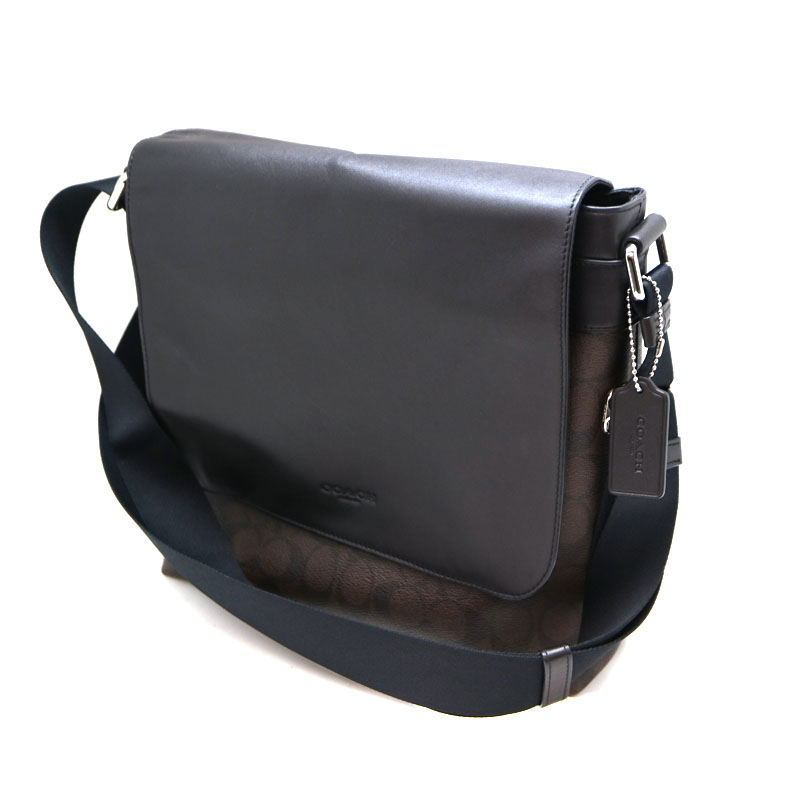 COACH【コーチ】F54771　ショルダーバック　ブラック系　ブラウン系　PVC　レザー　メンズ　レディース　鞄【中古】 USED-6 A21-2273　質屋　かんてい局茜部店