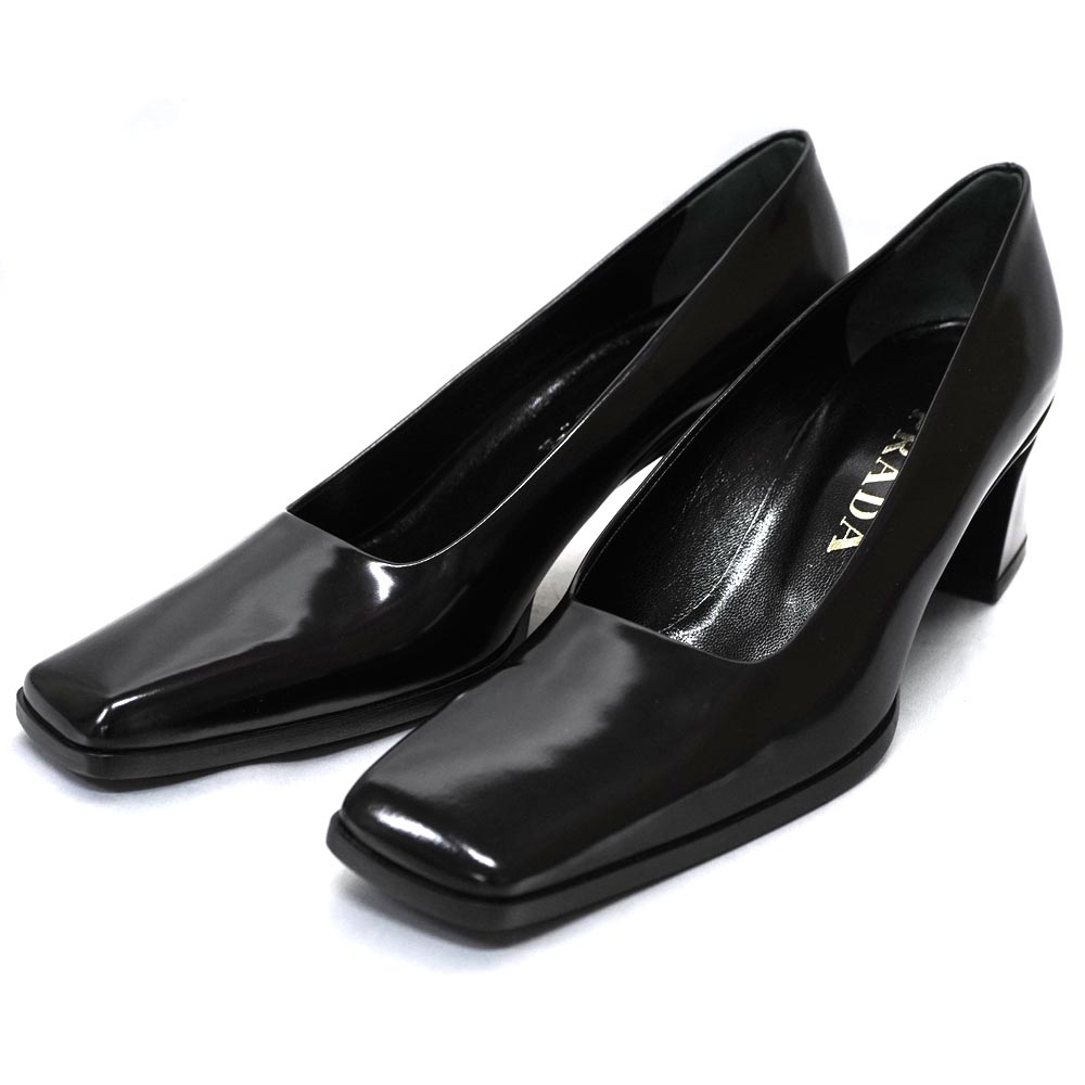 PRADA エナメル スクエアトゥ ハイヒール 36サイズ 【公式通販】