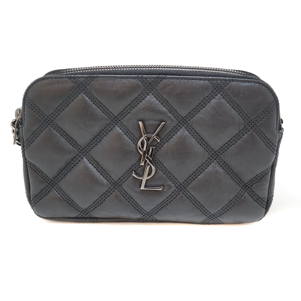 質屋かんてい局オンラインショップ / SAINT LAURENT【サン・ローラン】608941 ダブルファスナーショルダーバッグ コンパクト レザー 黒/ブラック メタル金具 レディース 鞄