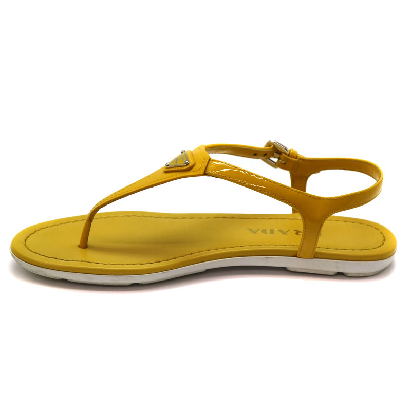 PRADA 36 22.5 サンダルヒールストラップ レザー イエロー/YC26 2025年最新】PRADA カラー：イエロー系 サンダルの人気アイテム