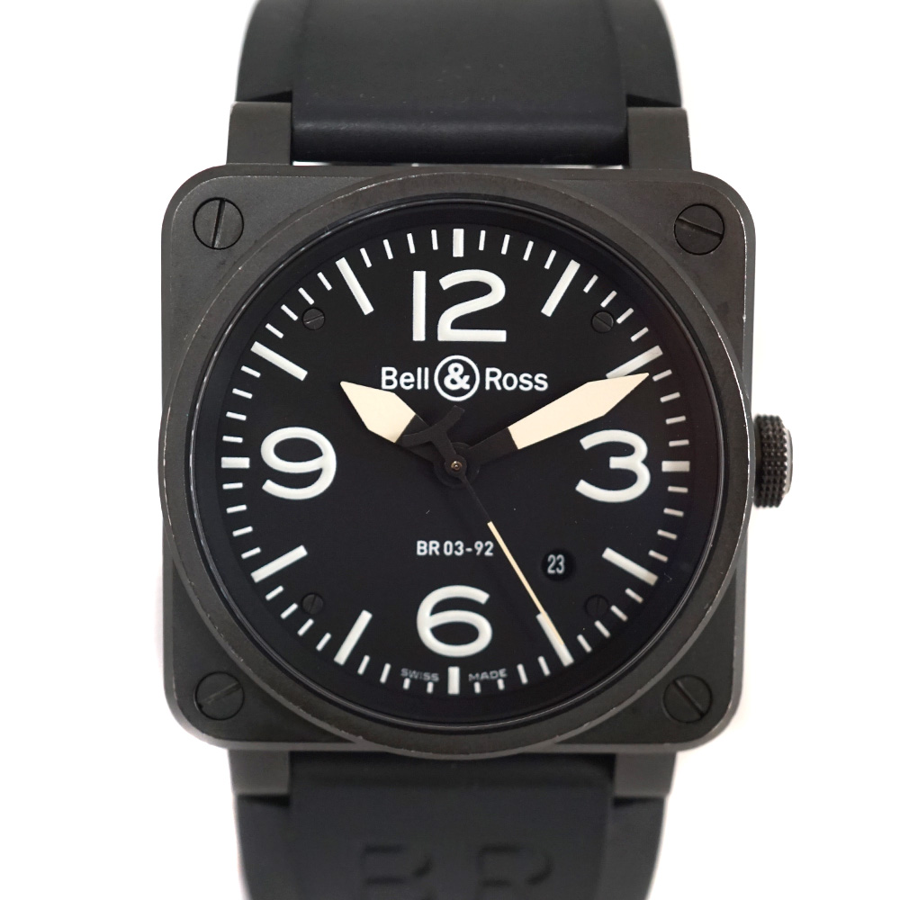 ベル&ロス Bell&Ross BR03-92-S アビエーション ブラックマット メンズ腕時計【中古】