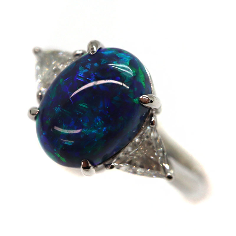 pt900 0.910 刻印　オパールリング 指輪　重さ約6.75g 13号 オパールリング 指輪 Pt900/プラチナ900 天然ブラックオパール