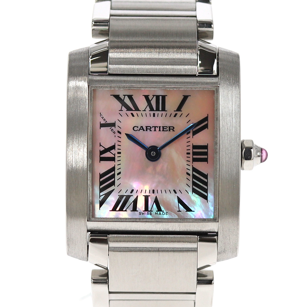 カルティエ Cartier W51028Q3 タンクフランセーズSM ピンクシェル レディース 腕時計【中古】