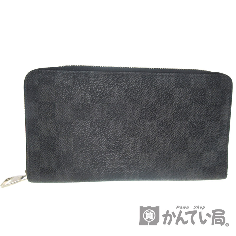 LOUIS VUITTON【ルイヴィトン】N63077『ジッピーオーガナイザー』 ラウンドファスナー財布　ウォレット　ダミエキャンバス/グラフィット(グレー系)　メンズ　ブランド【中古】USED-B【6】k2001281　質屋　かんてい局春日井店