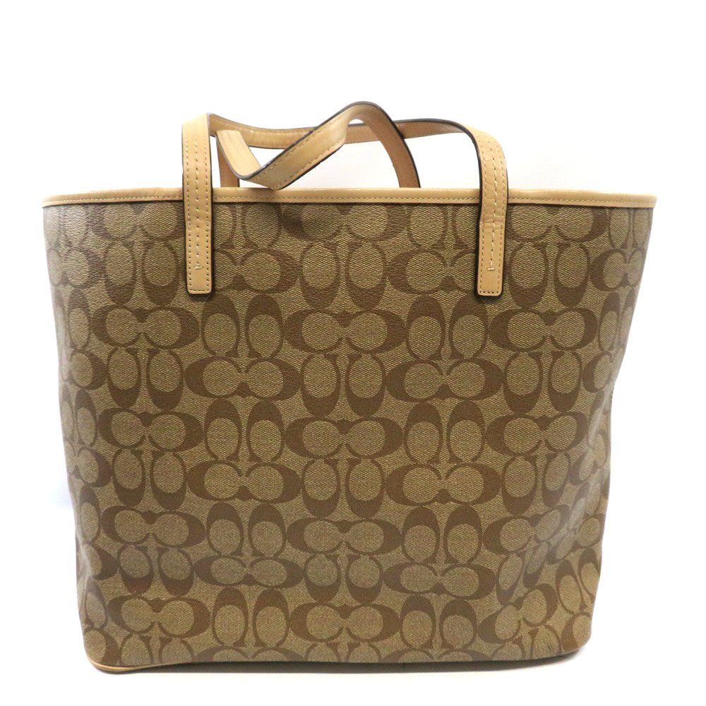 【美品】COACH レザー トートバッグ ブラック　ブラウンF71039 コーチ アウトレット COACH トートバッグ レディース ブラウン