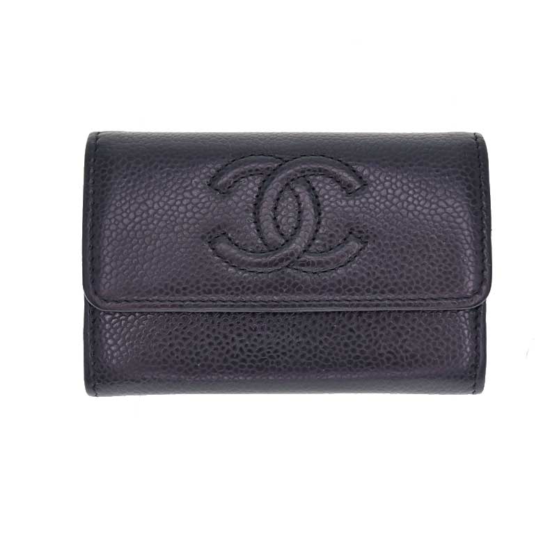 CHANEL【シャネル】A50074 カードケース 名刺入れ キャビアスキン ブラック系 マトラッセ ココマーク レディース  シンプル【中古】USED-6 質屋 かんてい局 小牧店 c23-1811