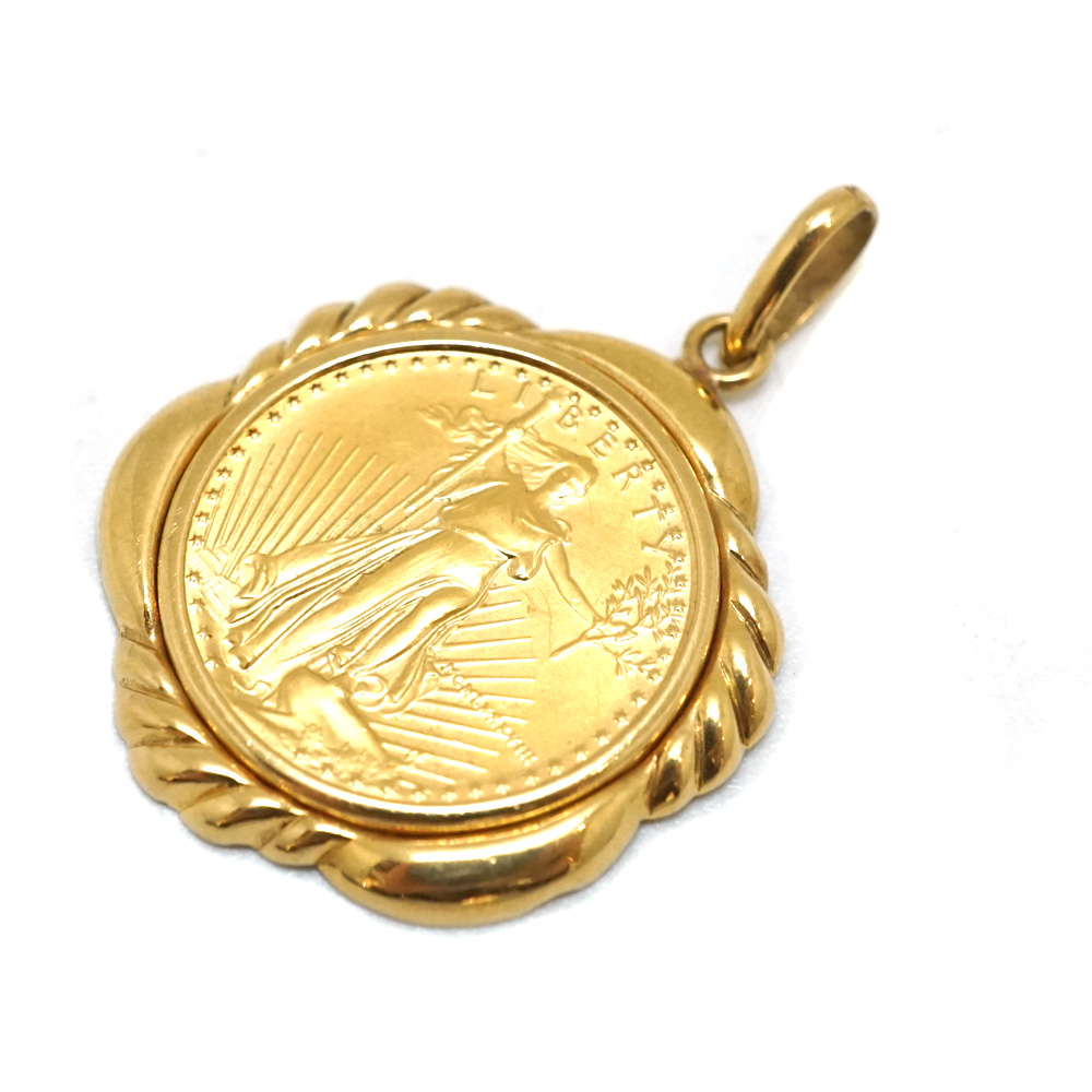 質屋かんてい局オンラインショップ / 北名古屋店 K24【24金】 1/10ozコイン付き ペンダントトップ K18枠 18金 純金 アクセサリー  ゴールド ジュエリー 4.6g【中古】USED-8 質屋 かんてい局北名古屋店 n23-2259