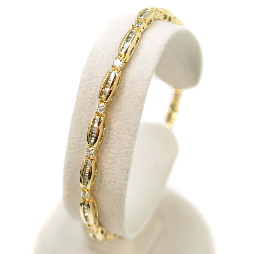 K18【18金】ブレスレット ダイヤモンド2.0ct　アクセサリー　ジュエリー 腕 約18cm　ノーブランド　レディース　新品仕上げ済【中古】USED-9 質屋 かんてい局北名古屋店 n21-918