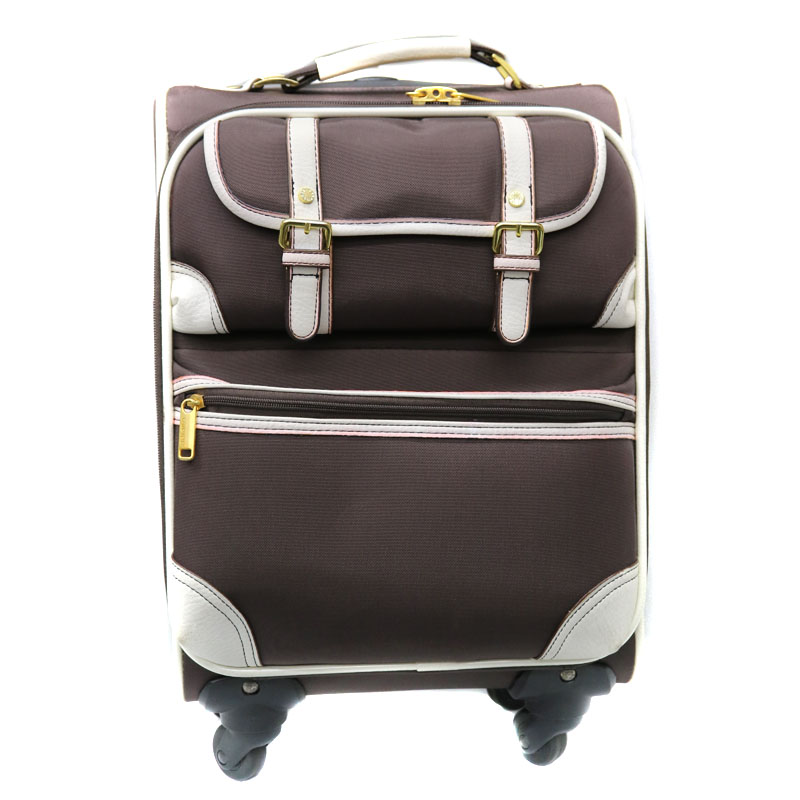 キャリーバッグ　旅行カバン　キャリーケース　小さめ　キャンバス　ブラウン系　USED-6　【中古】 A22-3070　質屋　かんてい局茜部店