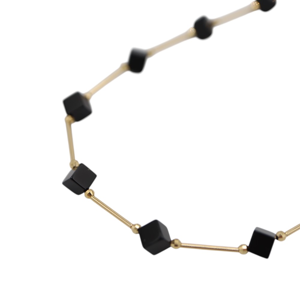 K18YG 18金イエローゴールド ブラックカルセドニー ネックレス レディース ゴールド ブラック【中古】