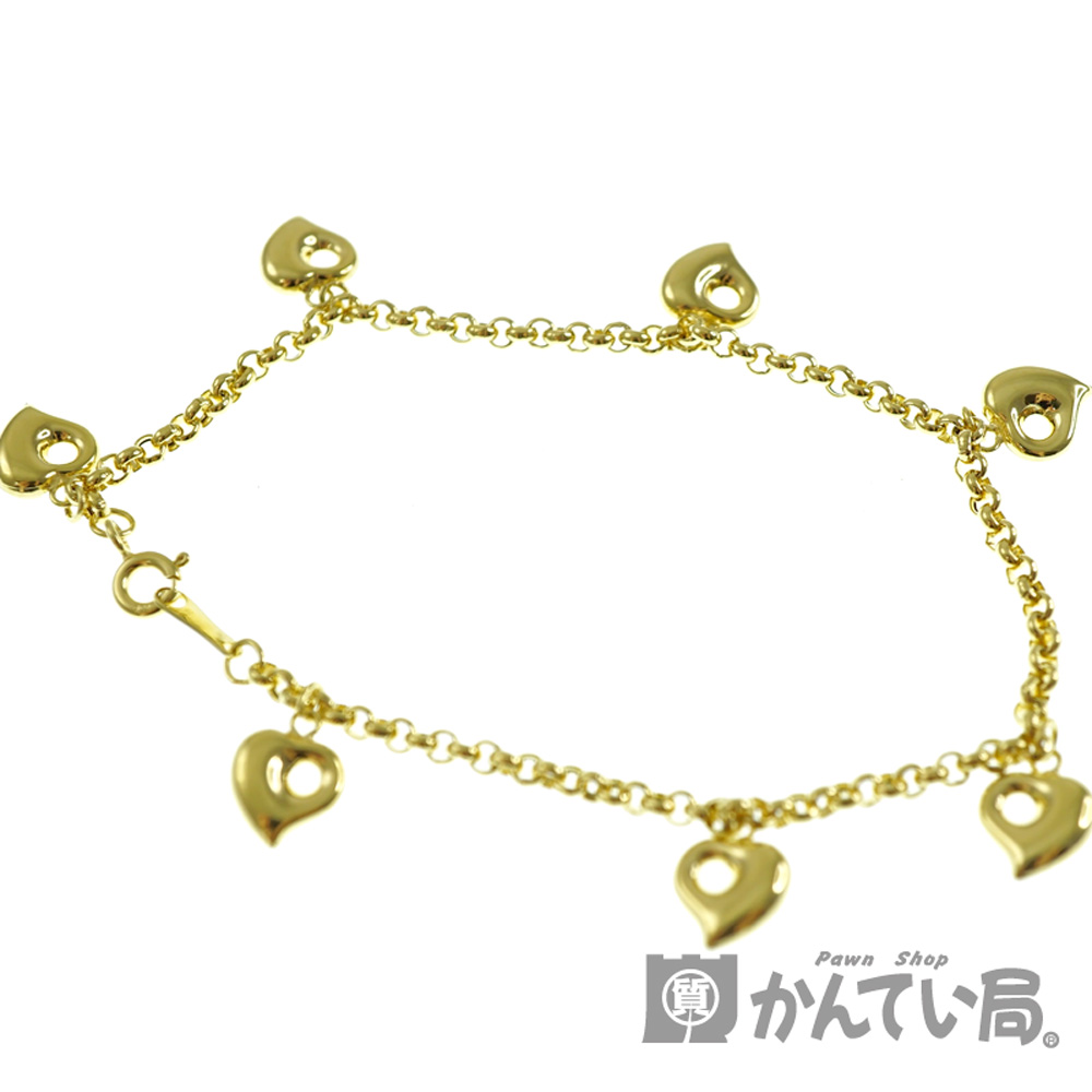 K18ブレスレット ハート 三色 18cm K18ブレスレット ハート 三色 18cm