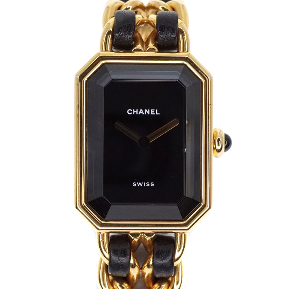 質屋かんてい局オンラインショップ CHANEL【シャネル】H0001 プルミエールGP Mサイズ レディース 腕時計 クォーツ 電池式 GP (メッキ)×レザー 黒文字盤 定番 アクセサリー ブレスレット ラグジュアリー 【中古】USED-6 質屋かんてい局細畑店 h2101250