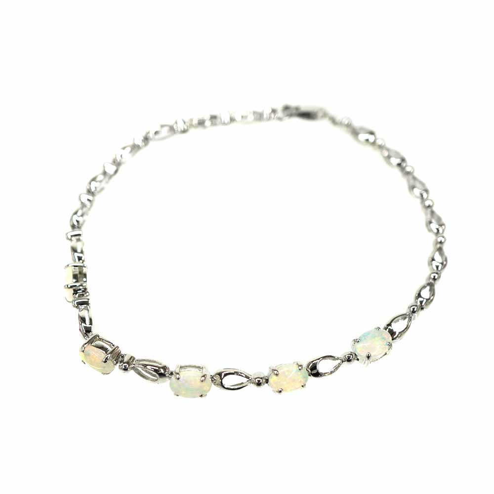 K18WG 18金ホワイトゴールド オパールブレスレット シルバー ジュエリー【中古】