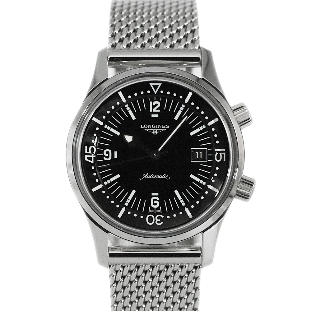 ロンジン Longines L3.674.4.50.0 レジェンドダイバー ブラック ステンレス 自動巻き オートマチック メンズ 腕時計 【中古】