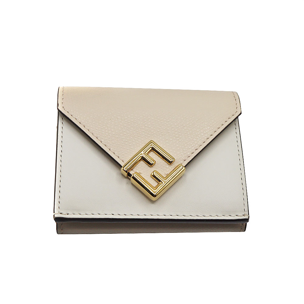 フェンディ Fendi 2M0480 コンパクトウォレット レディース ホワイト アイボリー 【中古】