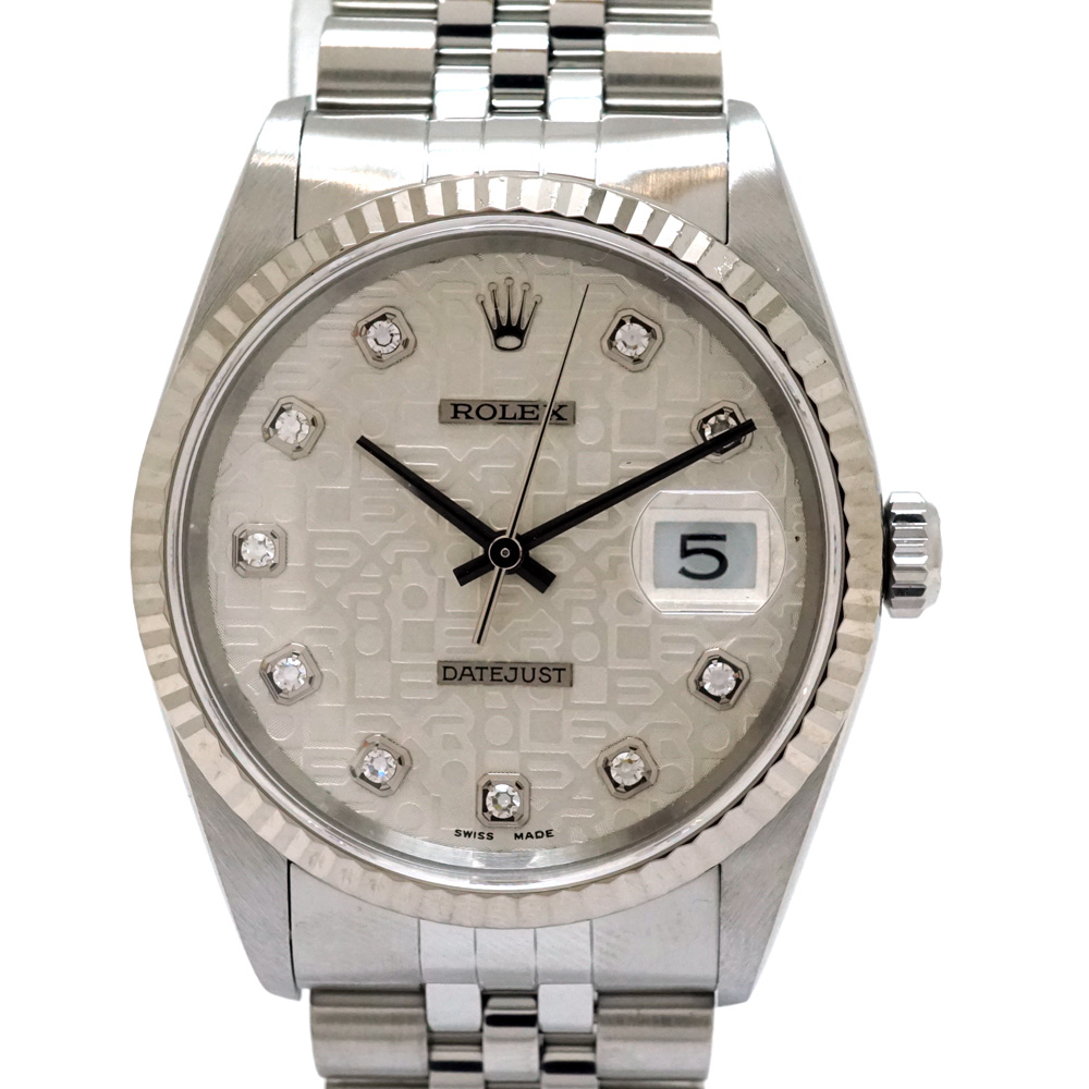 ロレックス Rolex16234G デイトジャスト コンピューター 10Ｐダイヤ アイボリー 腕時計【中古】