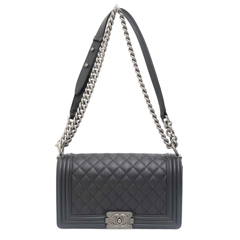 シャネル Chanel A67086 ボーイシャネル25 チェーンショルダーバッグ ブラック レザー レディース 鞄【中古】