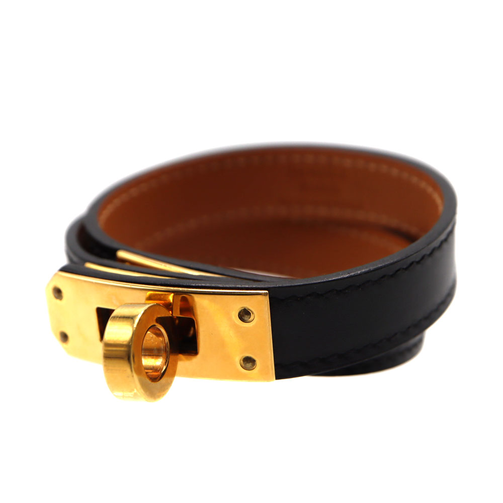 エルメス Hermes ケリーブレスレット レザー ゴールド金具 レディース アクセサリー ブラック 【中古】