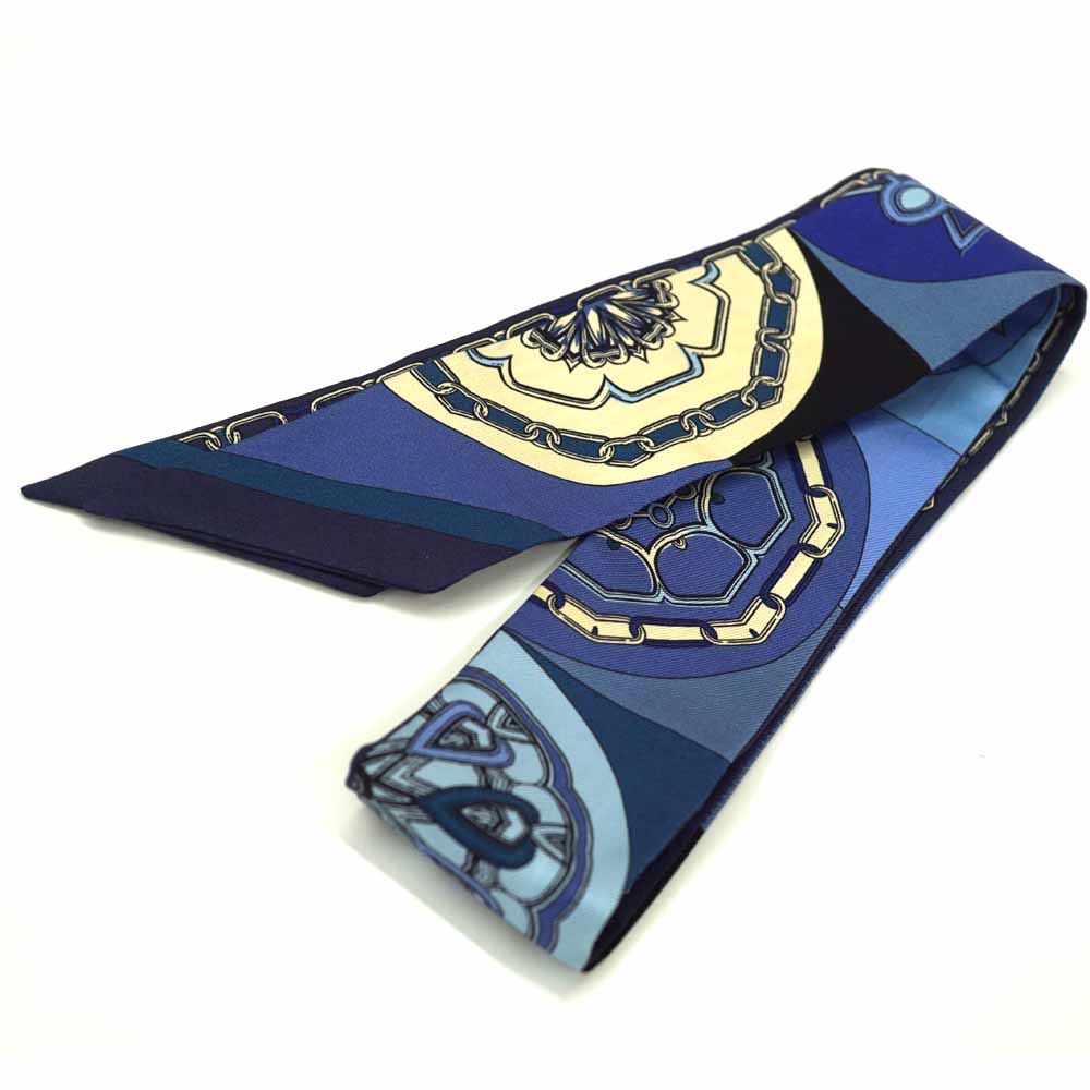 エルメス Hermes ツイリー シルク ブルー【中古】