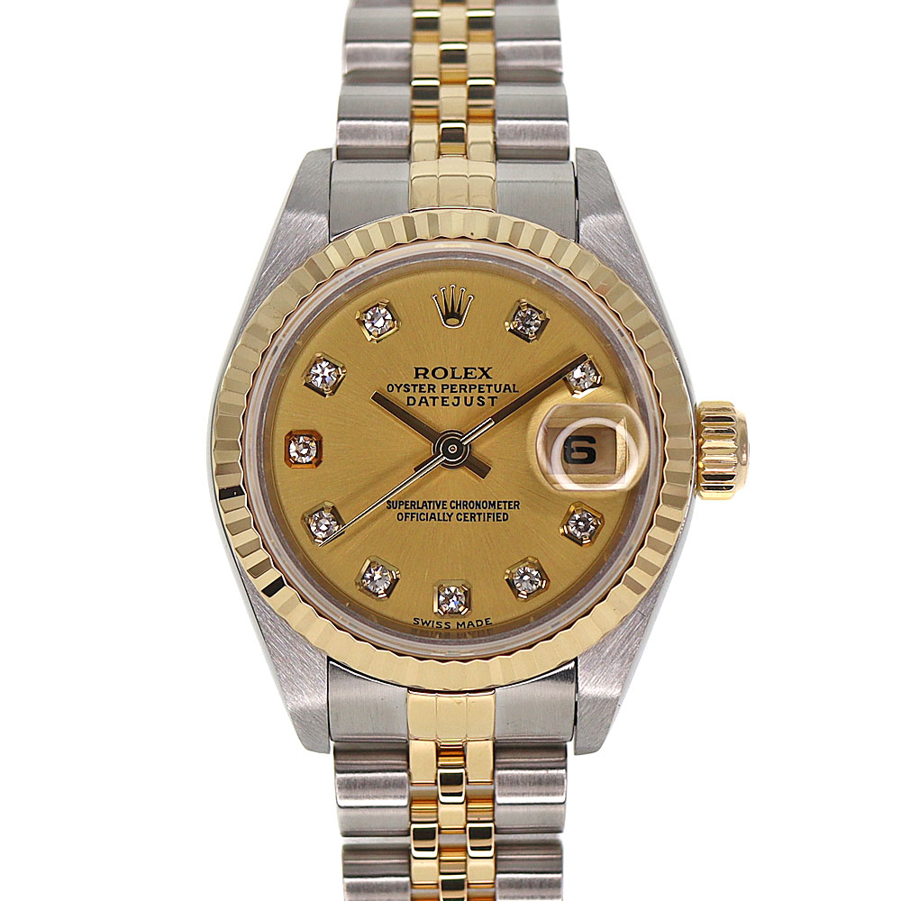 ロレックス Rolex 79173G デイトジャスト コンビ シャンパンゴールド ダイヤモンド 腕時計 レディース【中古】