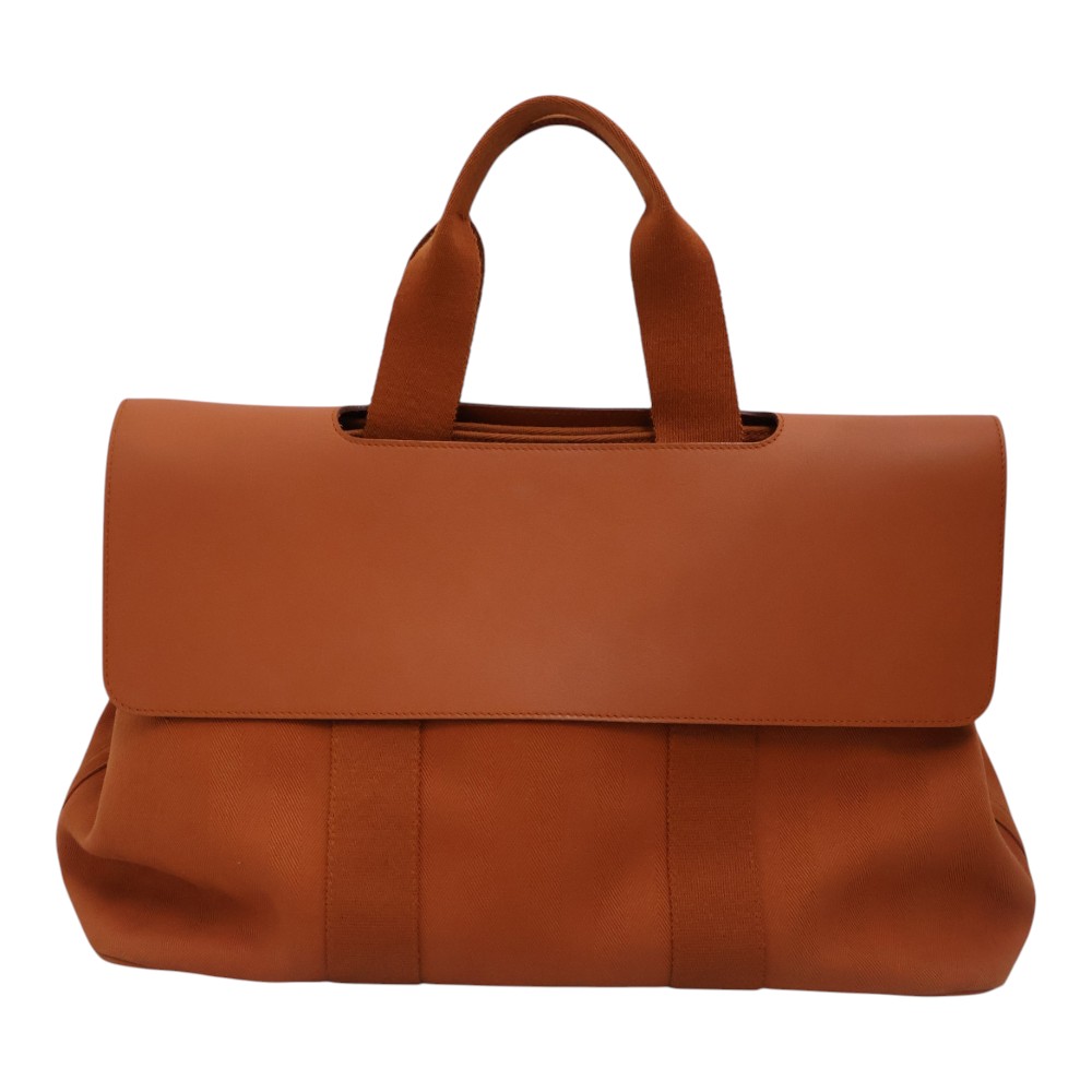 エルメス Hermes ヴァルパライソMM ハンドバッグ レディース キャンバス×レザー オレンジ【中古】