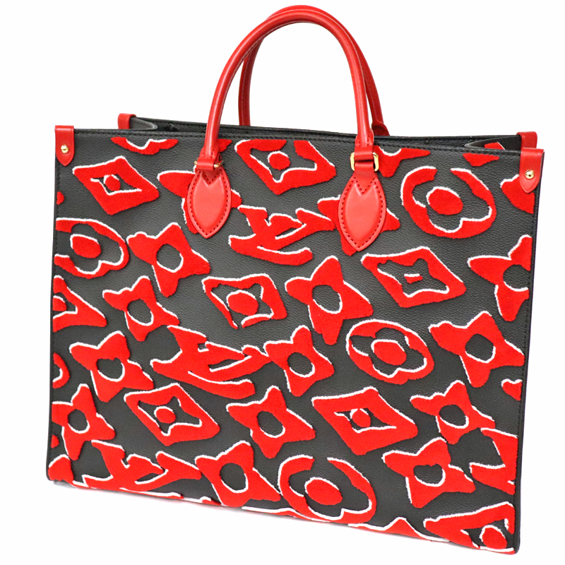 LOUIS VUITTON【ルイ・ヴィトン】M45562　オンザゴー　GM 　LV×UF　トート　ハンド　ショルダー　バッグ　鞄　PVC　タフテッド　レザー　2way　ブラック×レッド　【中古】USED-10　質屋　かんてい局　小牧店　c22-2021