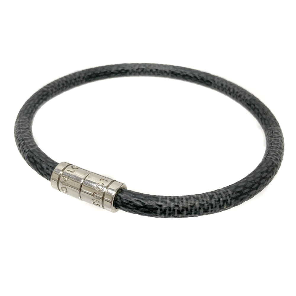 LOUIS VUITTON 【 ルイヴィトン 】 M6609E ブラスレ キープイット 約19.5cm ダミエ グラフィット ブラック系 ブレスレット レディ―ス アクセサリー メンズ 紳士 シンプル【中古】 USED-7 質屋 かんてい局細畑店 h2202528