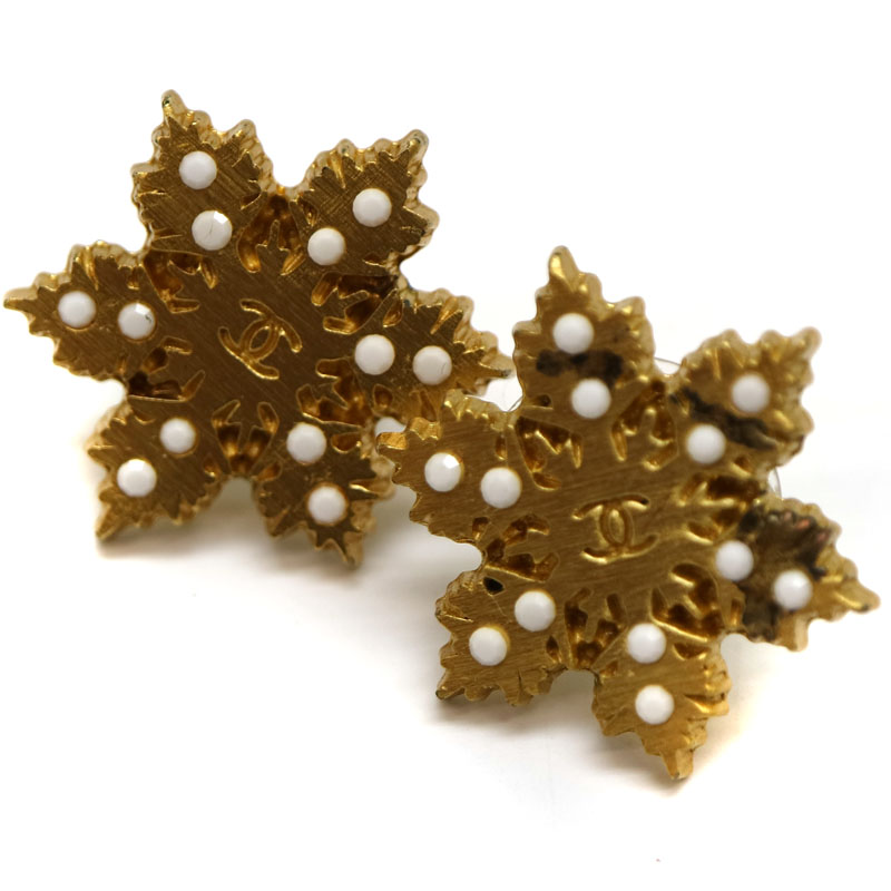 シャネル 雪の結晶 ピアス スノーフレーク 片耳 シャネル 雪の結晶