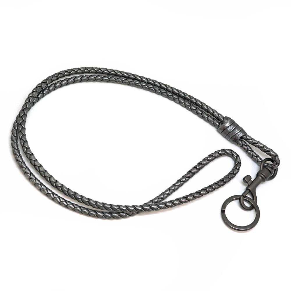 BOTTEGA VENETA【ボッテガヴェネタ】イントレチャート　キーホルダー兼ネックレス　 81cm　レザー 　グレー　アクセサリー 　ジュエリー　メンズ レディース【中古】 USED-6 質屋 かんてい局北名古屋店 n23-2279