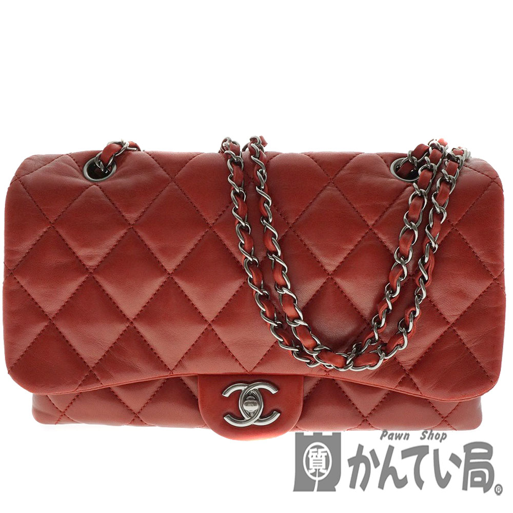 シャネル マトラッセ ラムスキン レザー ビコローレ バレッタ レッド 赤 シャネル マトラッセ ラムスキン レザー ビコローレ バレッタ