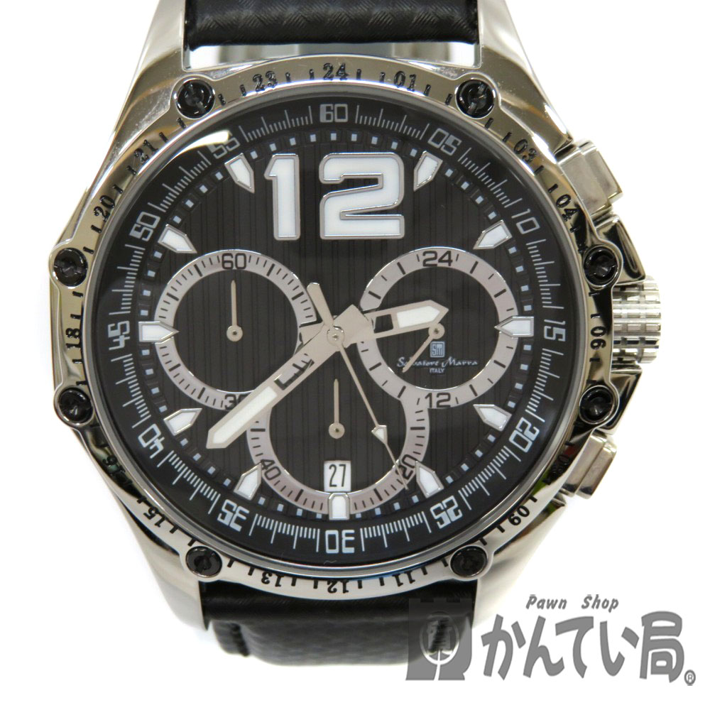 【電池交換済み】Salvatore Marra【サルバトーレマーラ】SM14116-1 クオーツ 腕時計 ステンレス メンズ ブラック 【中古】USED-7 質屋 かんてい局細畑店 h2001898