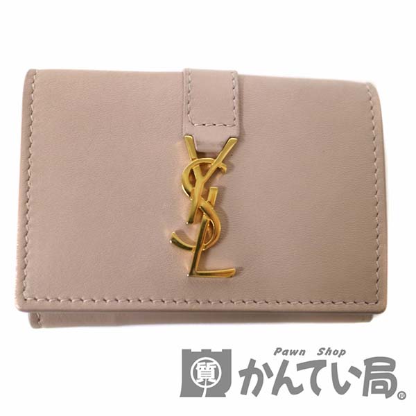 SAINT　LAURENT【サンローラン】　タイニー　ウォレット　財布　コンパクト財布　レディース　ピンク系　ゴールドロゴ【中古】USED-7　質屋　かんてい局　小牧店　c20-1542