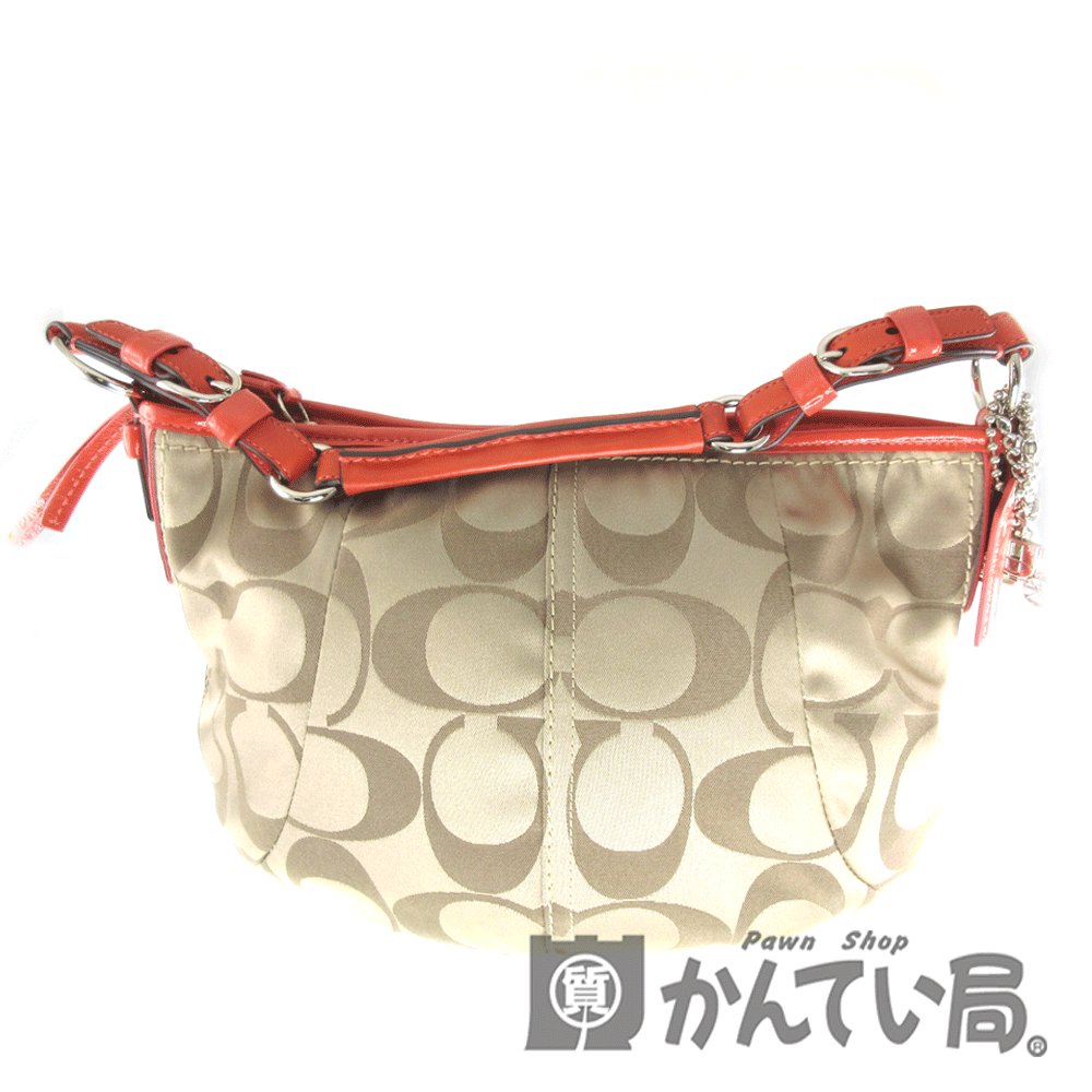 COACH【コーチ】12675『ショルダーバッグ』キャンバス×レザー/ベージュ×オレンジ　ファッション　ブランド　レディース【中古】USED-AB【7】k2001742　質屋　かんてい局春日井店