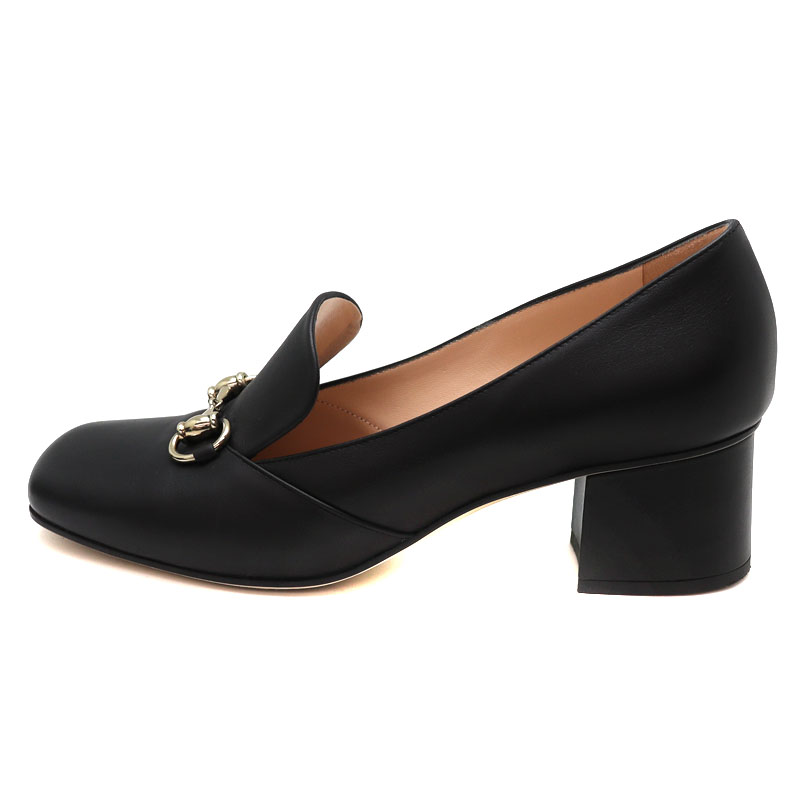 【グッチ】ホースビット　パンプス　ヒール ネイビー　紺色　レザー　5 1/2 グッチ(GUCCI)グッチ ホースビット パンプス 靴 レディース