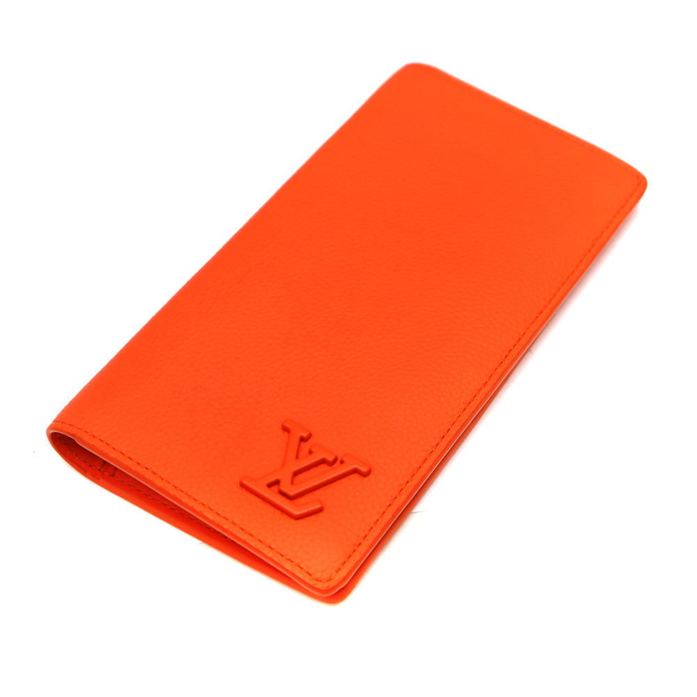 ルイヴィトン Louis Vuitton M81153 ポルトフォイユ・ブラザNM 二つ折り財布 LVアエログラム オレンジ レザー【中古】