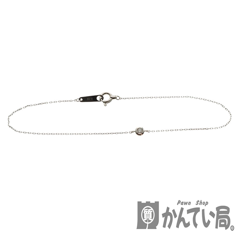 【ノーブランドジュエリー】 Pt850 ダイヤモンド付き ブレスレット D0.02ct プラチナ 0.5g シンプル 華奢 レディース アクセサリー  【中古】 USED【8】 質屋 かんてい局細畑店 h2002113