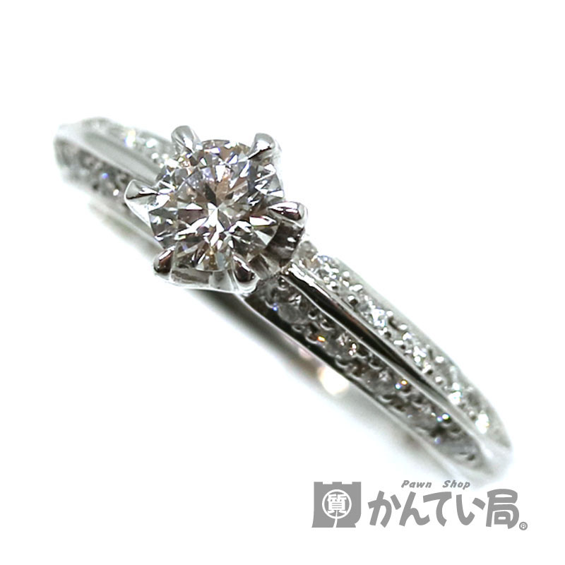 プラチナPt900　ダイヤモンド一文字リング　0.20ct　新品仕上げ済　中古