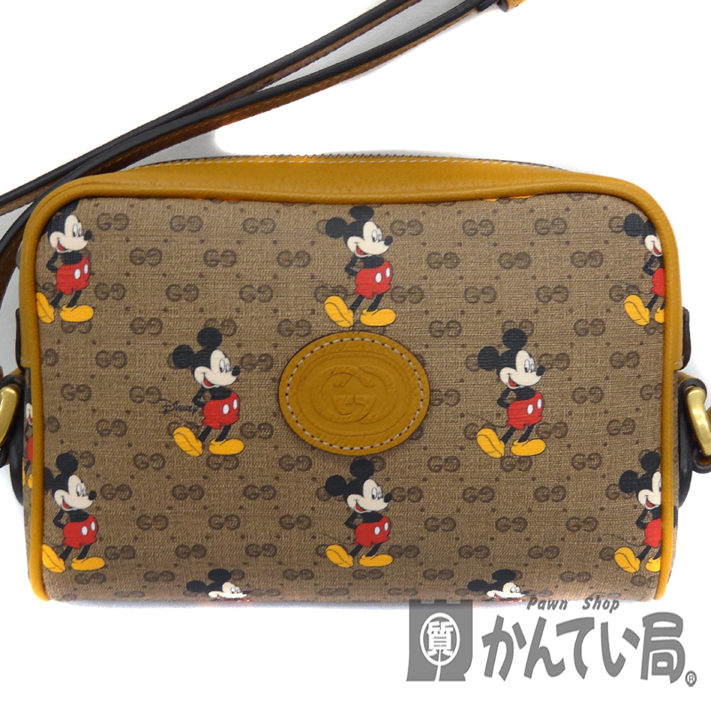 質屋かんてい局オンラインショップ Gucci グッチ ショルダーバッグ ディズニー ミッキーマウス ヴィンテージ Ggキャンバス 年 ライトブラウン系 ねずみ 中古 未使用品 買取専門かんてい局大垣店 P