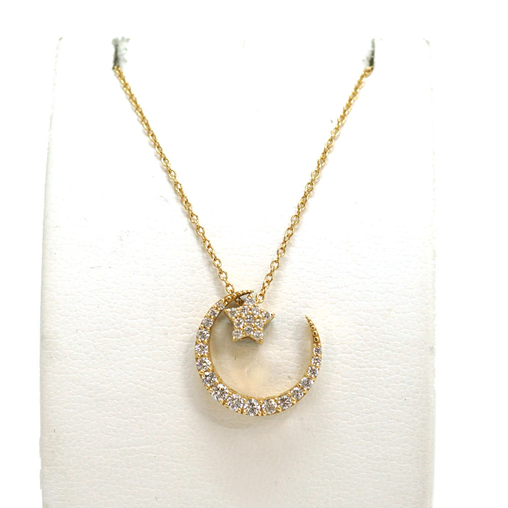 Ponte Vecchio ポンテヴェキオ K18 18金 ムーンスターネックレス ダイヤモンド【中古】