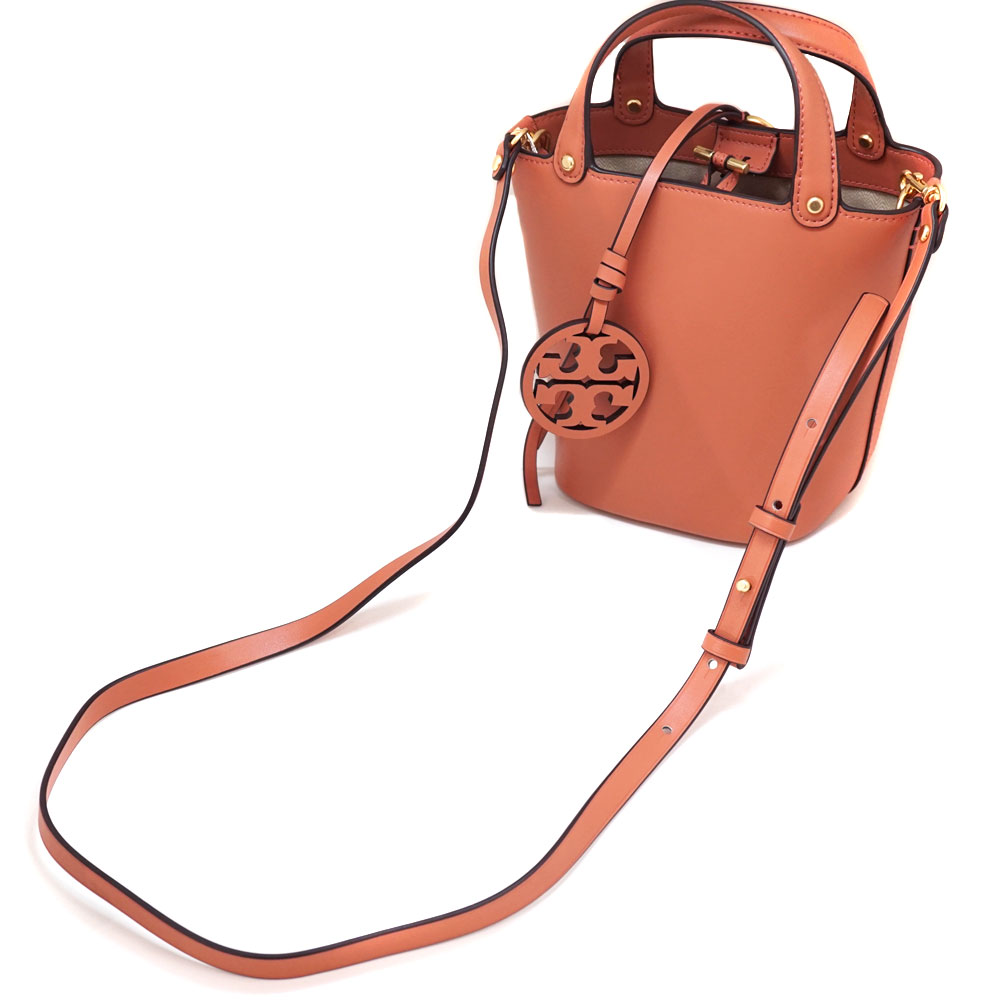 質屋かんてい局オンラインショップ / TORYBURCH【トリーバーチ】55222 2WAYハンドバッグ ミラーミニバケット ショルダーバッグ  Tramonto サーモンピンク系 鞄 レザー ロゴ【中古】未使用品 質屋 かんてい局北名古屋店 n21-3189