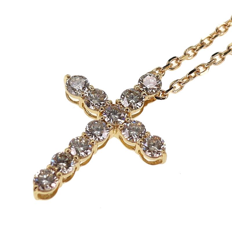 【美極】【定価49万】18金製 天然 ダイヤモンド クロス ネックレス 十字架 ハート カット デザイン(返品可 限定入荷 K18 WG 刻印有 2 メンズ クロスネックレス ダイヤモンド ダイヤ k18 18k 18金 イエロー